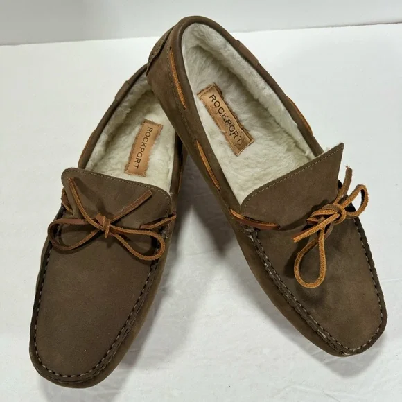Rockport Shoes Rockport Rhyder Tie Brown Suede Sherpa Lined